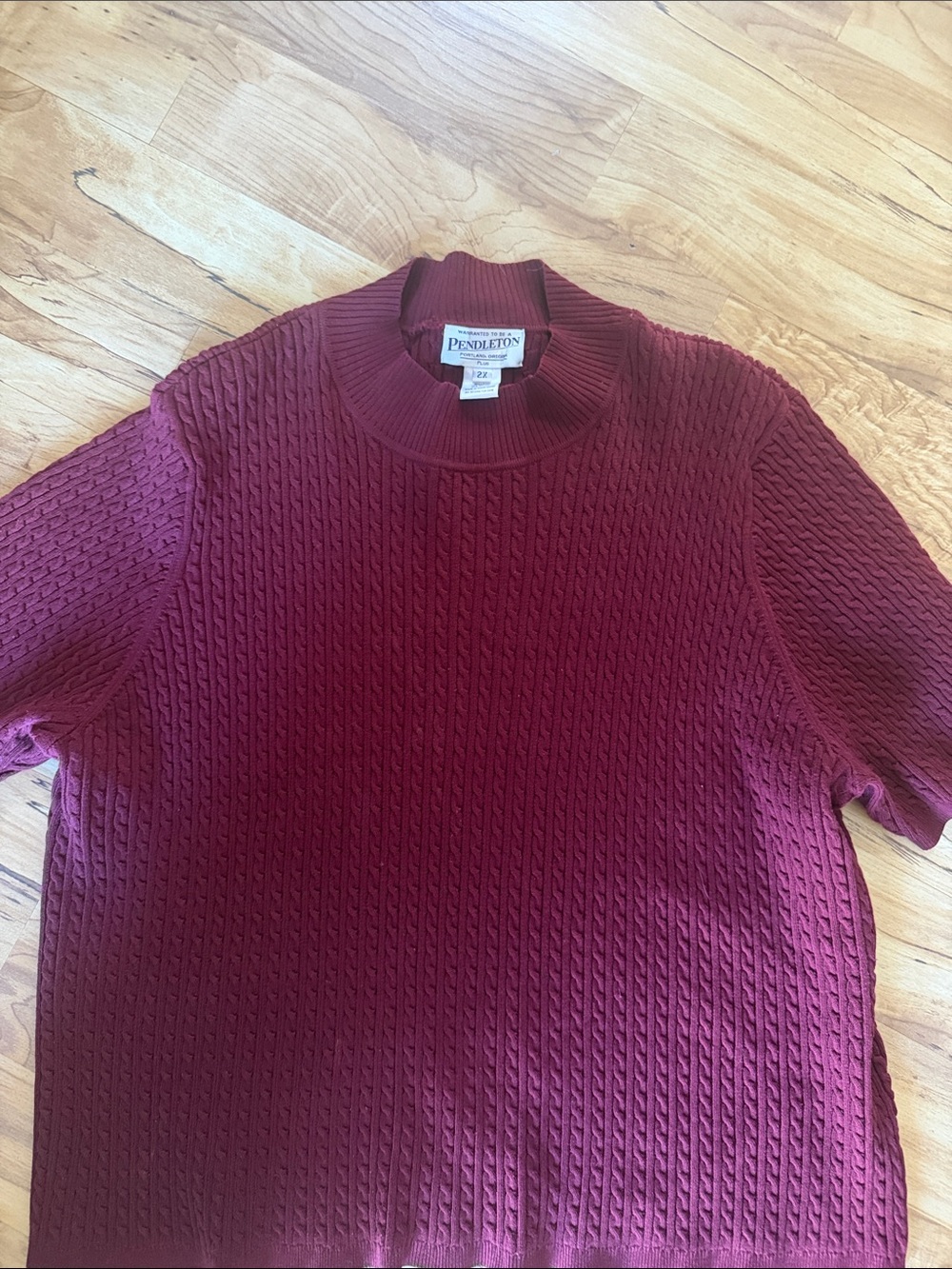 Pendleton Women's mock neck Cable Knit Sweater - Wine Red 2x